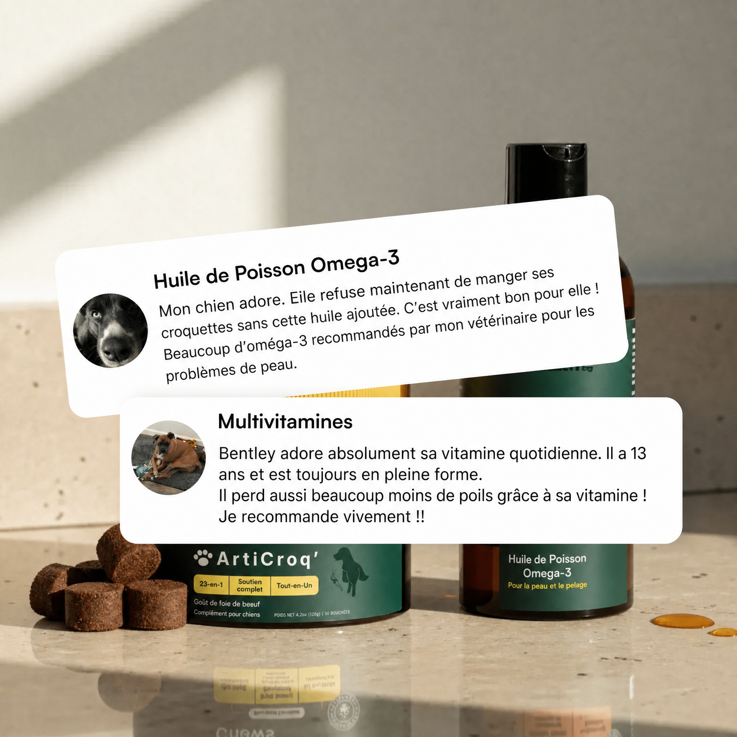 Friandises Multivitamines + Huile de poisson Oméga 3 16 oz